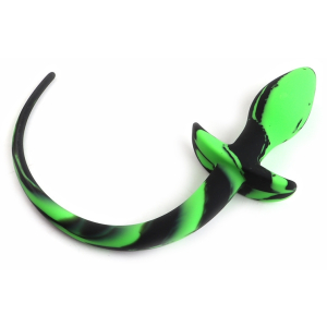 plug queue de chien silicone dog tail 75 x 31cm vert noir