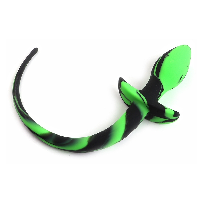 plug queue de chien silicone dog tail 75 x 31cm vert noir