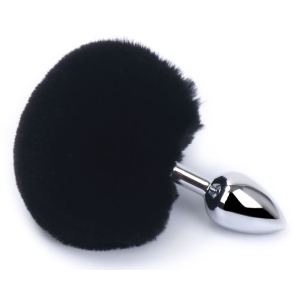 plug queue de lapin bunny tail 6 x 27 cm noir