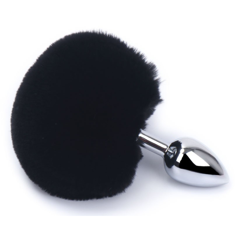 plug queue de lapin bunny tail 6 x 27 cm noir