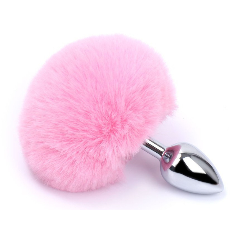 plug queue de lapin bunny tail 6 x 27 cm rose