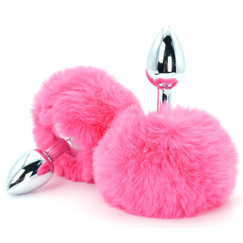 plug queue de lapin enchanting bunnytail 5 x 28cm rose