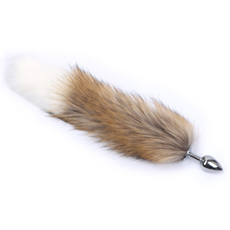 plug queue de renard fox 6 x 27cm beige blanc 1