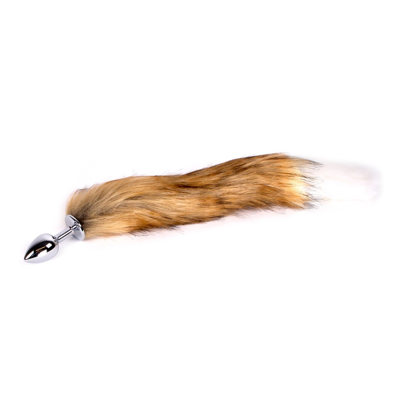 plug queue de renard fox 6 x 27cm beige blanc 2