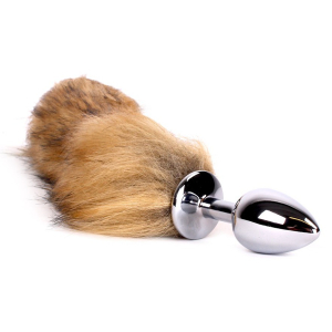 plug queue de renard fox 6 x 27cm beige blanc