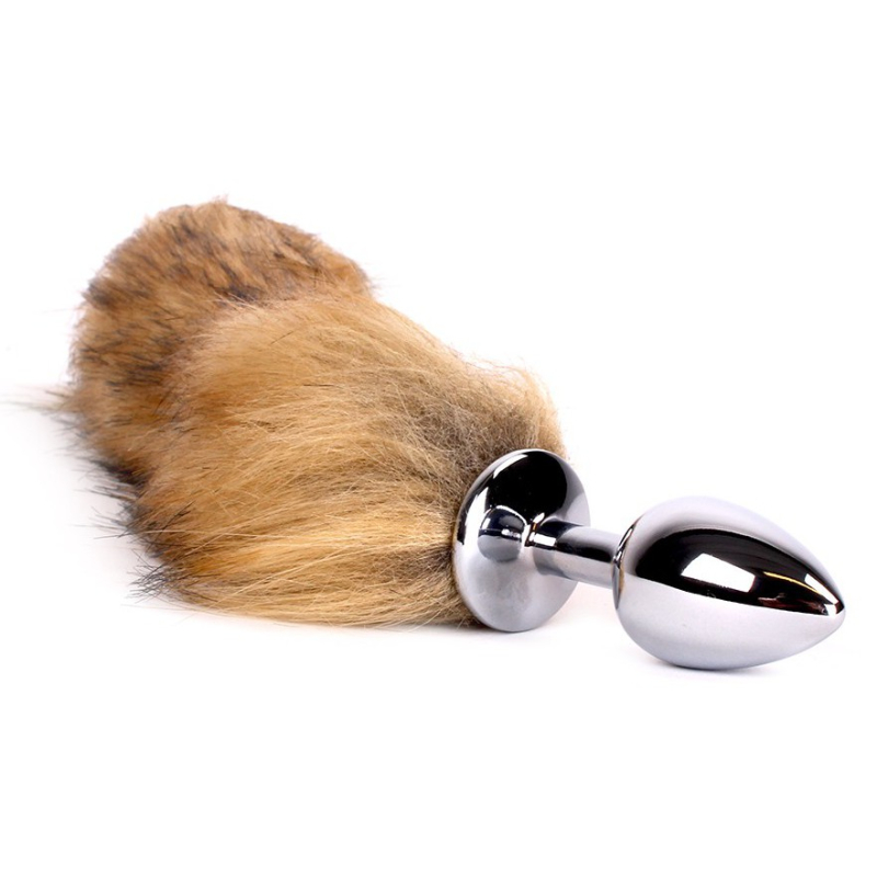 plug queue de renard fox 6 x 27cm beige blanc