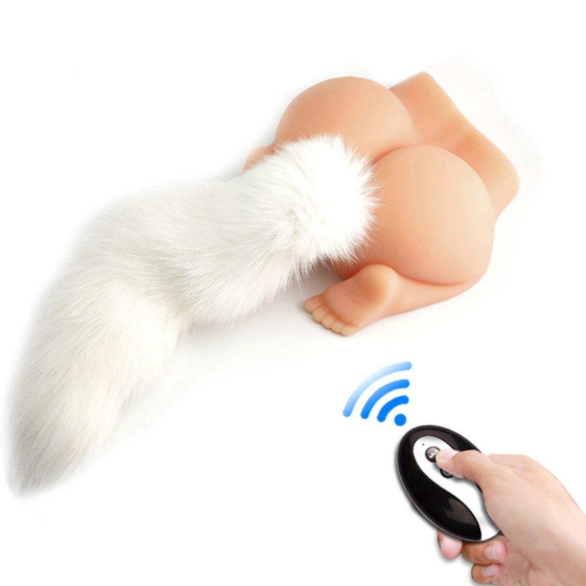 plug queue vibrant fox tail vibe 65 x 32cm queue 40cm blanche 1