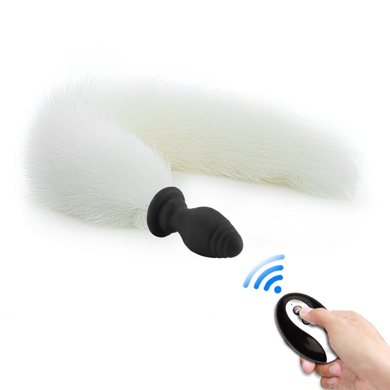 plug queue vibrant fox tail vibe 65 x 32cm queue 40cm blanche