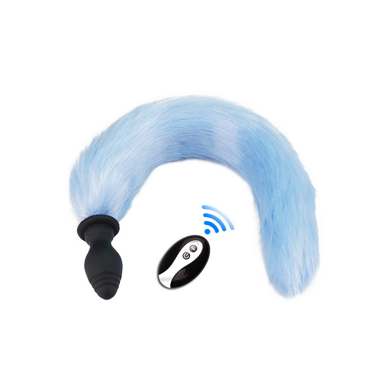 plug queue vibrant fox tail vibe 65 x 32cm queue 40cm bleue