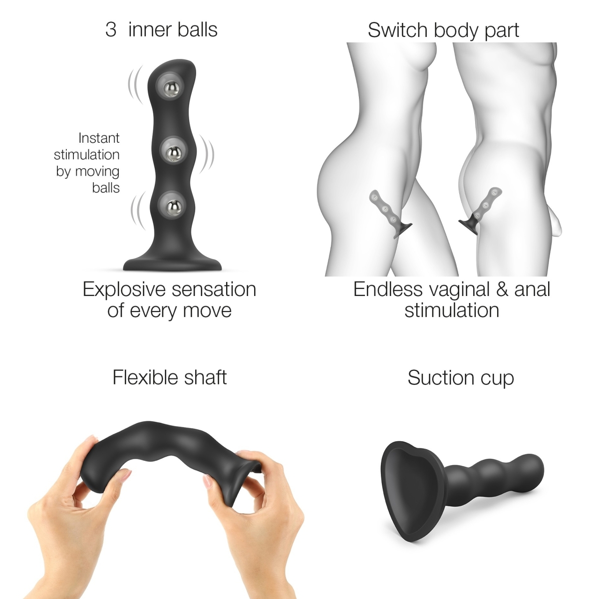 plug silicone geisha balls strap on me m 15 x 37cm noir 3