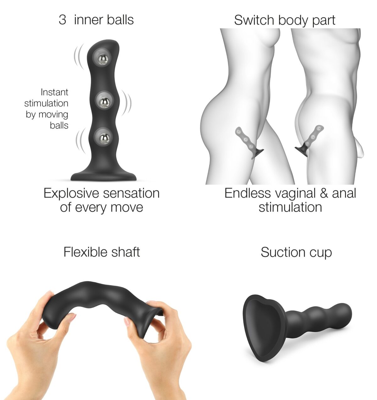 plug silicone geisha balls strap on me m 15 x 37cm noir 3