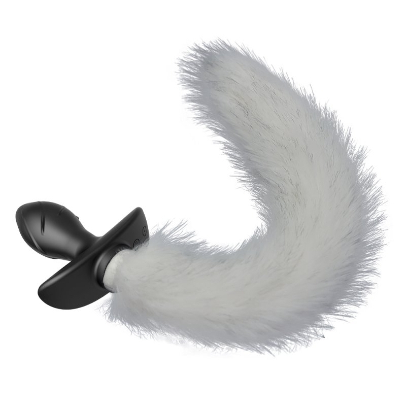 plug vibrant avec queue blanche tail curve 9 x 37cm queue 30cm 5