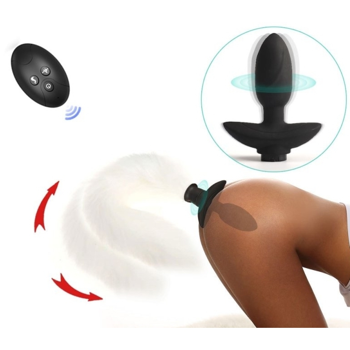 plug vibrant avec queue blanche tail curve 9 x 37cm queue 30cm 9