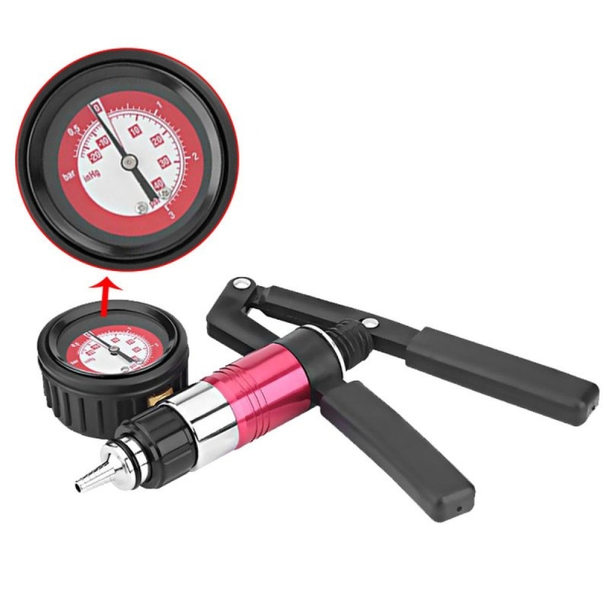 poignee pour pompe a penis avec controleur rouge metal 1