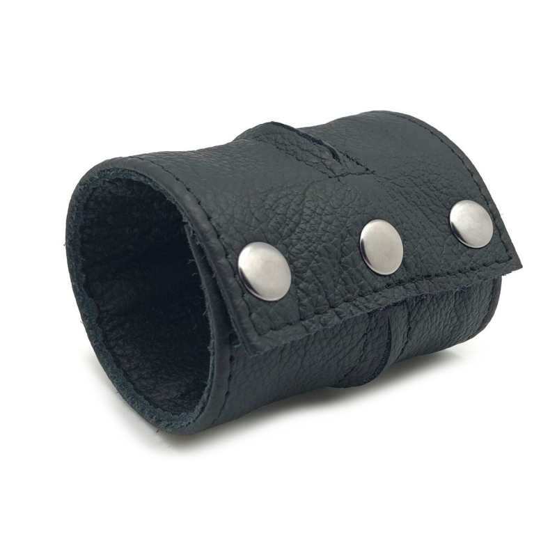 poignet bracelet de force en cuir noir noir avec zip 2