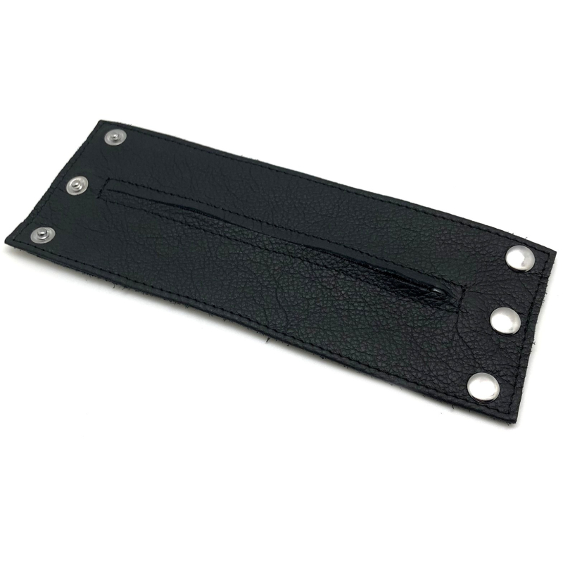 poignet bracelet de force en cuir noir noir avec zip 4