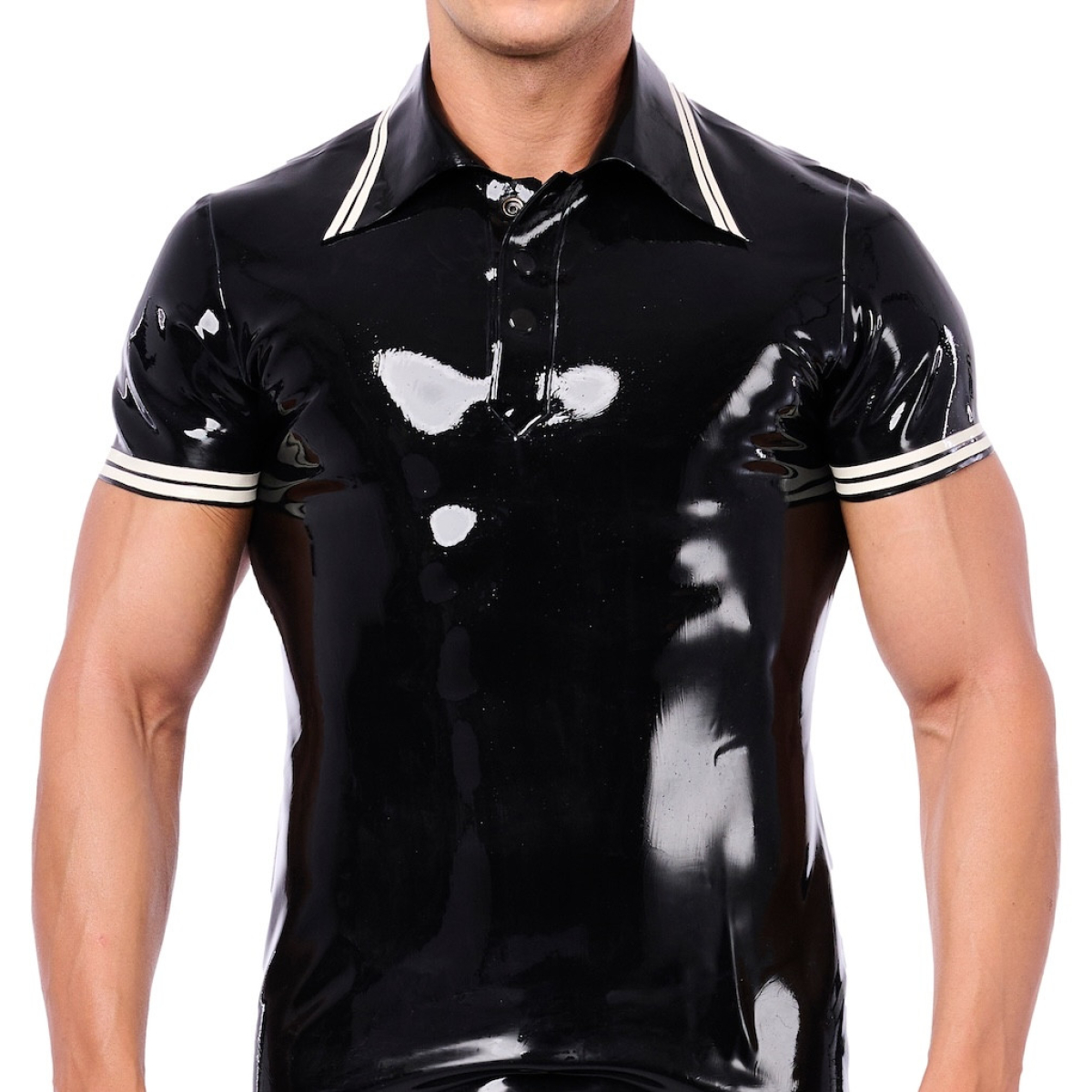 polo en latex xrub noir blanc