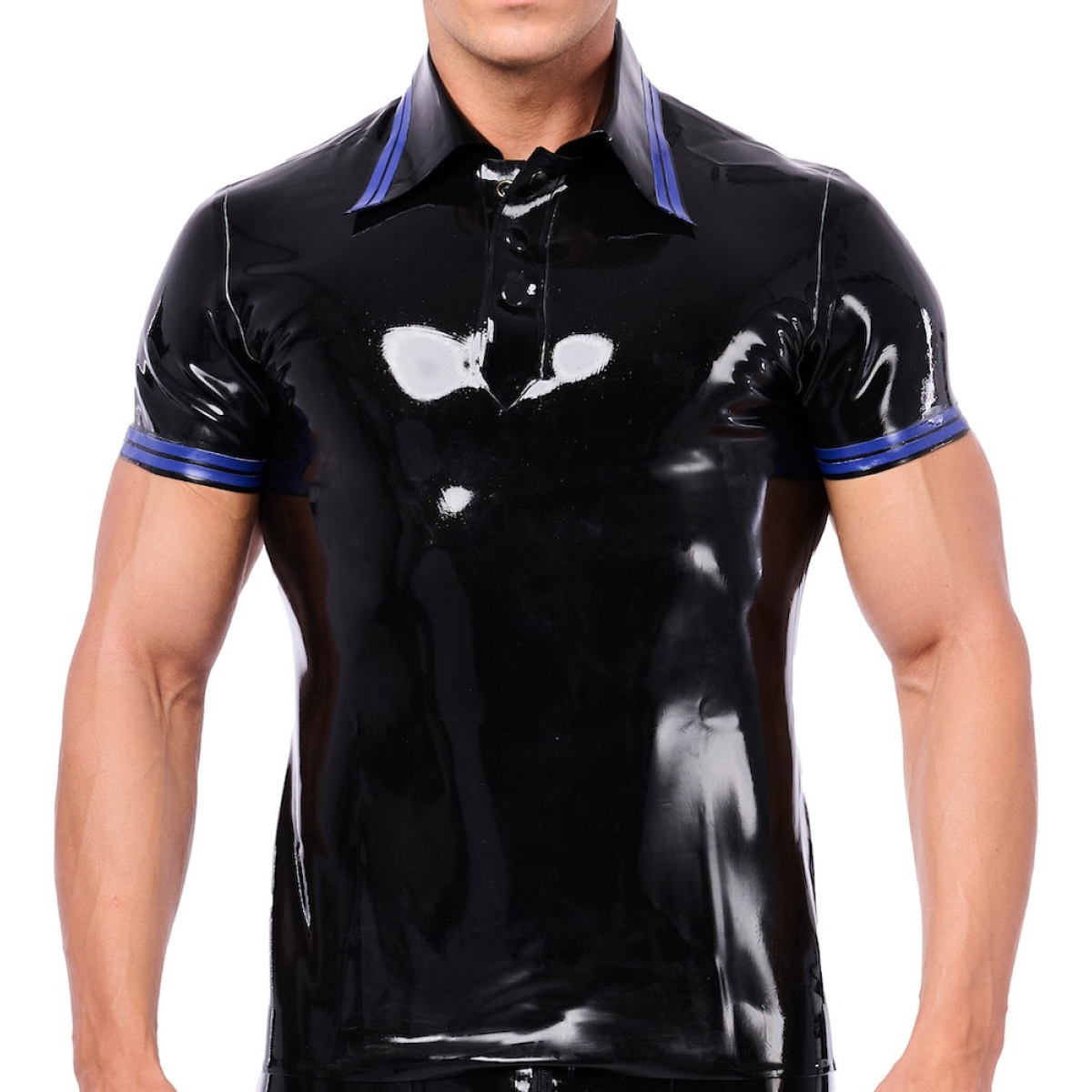 polo en latex xrub noir bleu