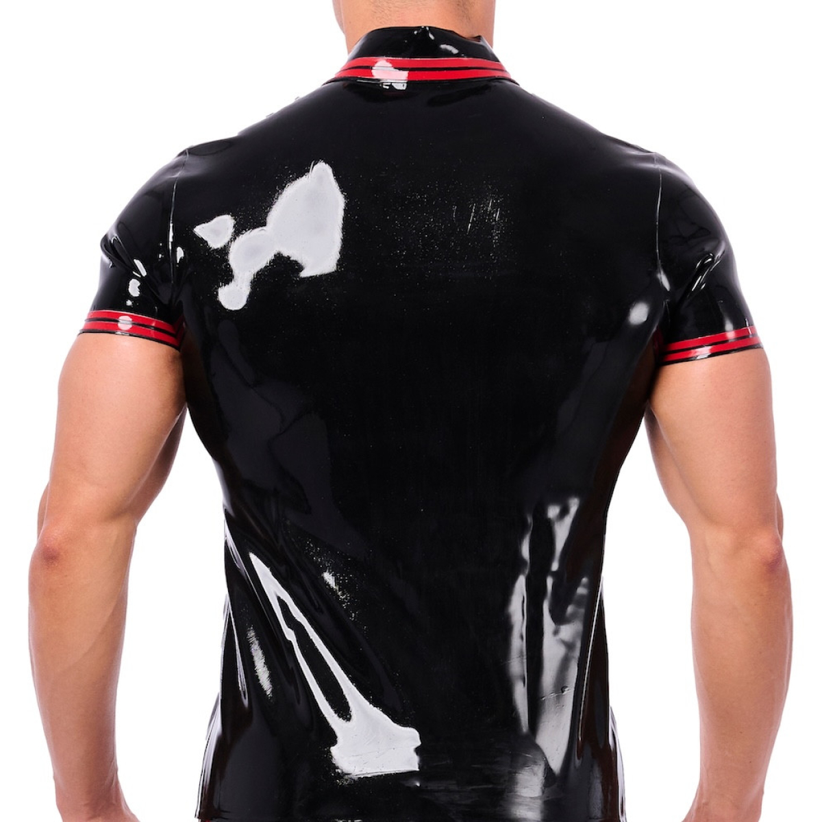 polo en latex xrub noir rouge 1