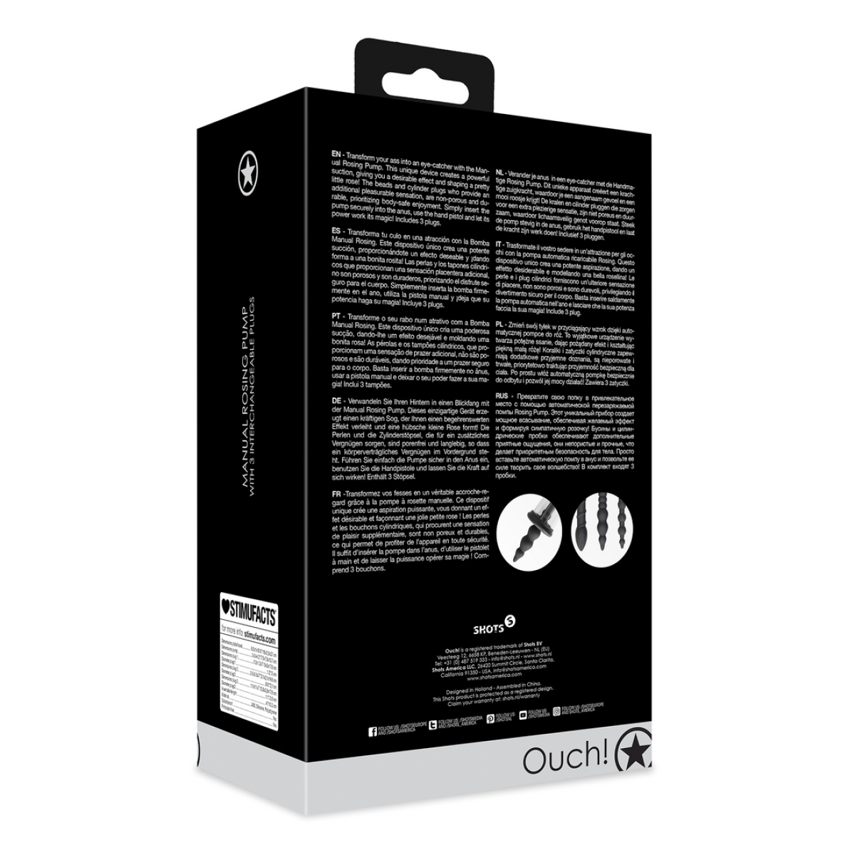 pompe manuelle pour rose anale rosingpump avec 3 plugs 6