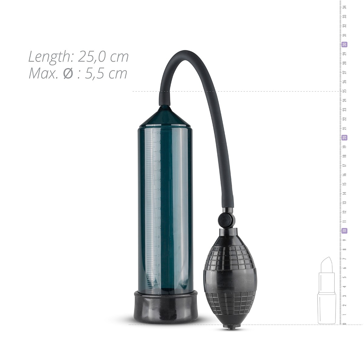 pompe pour penis squeeze 21 x 55cm noire 4