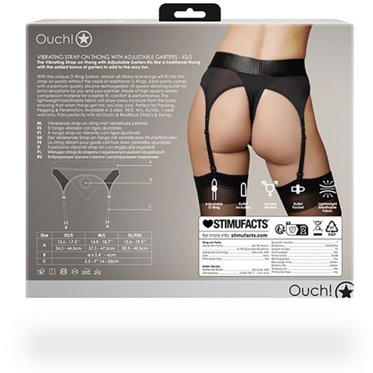 porte jarretelles vibrant strap on thong garters noir 3