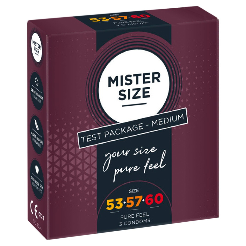 preservatifs mister size echantillon 3 tailles 53 57 et 60mm