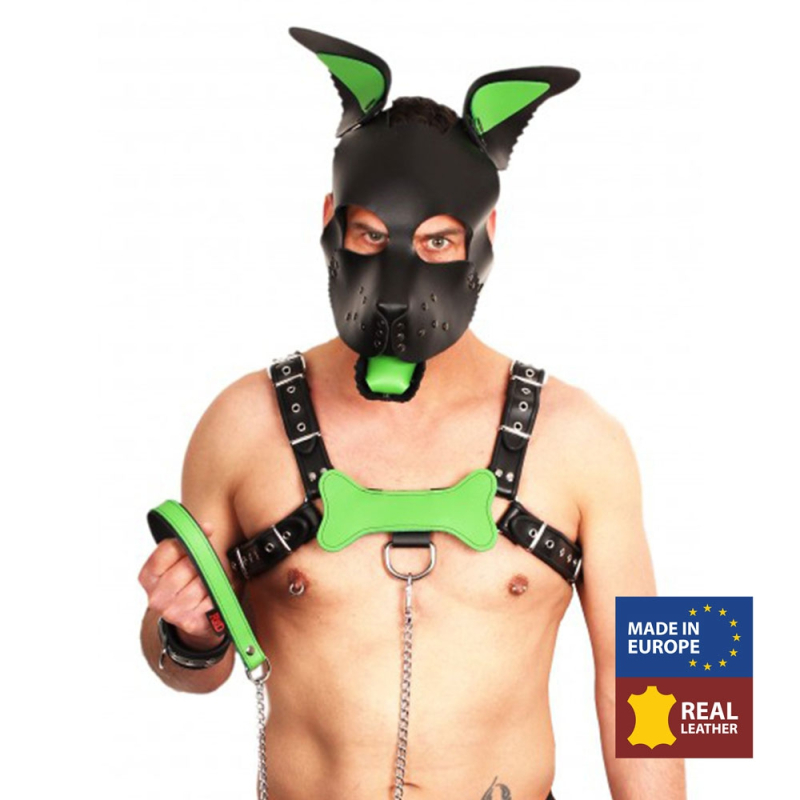 puppy os en cuir vert