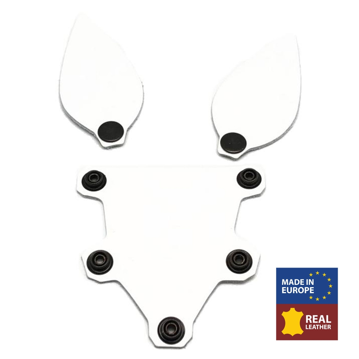 puppy set oreilles et langue en cuir blanc