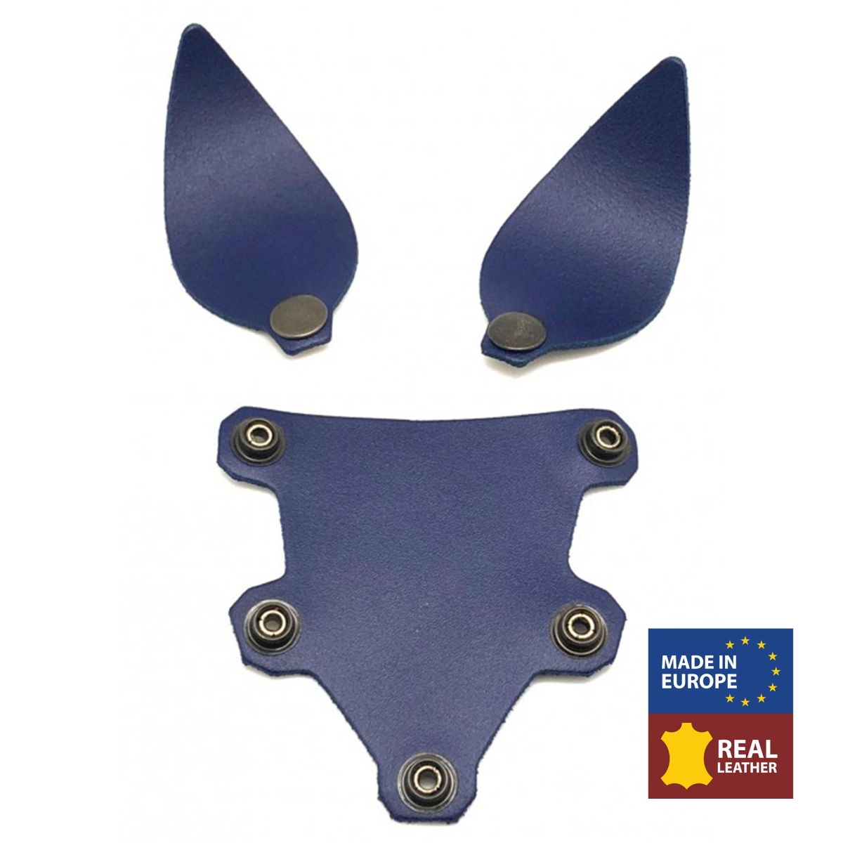 puppy set oreilles et langue en cuir bleu