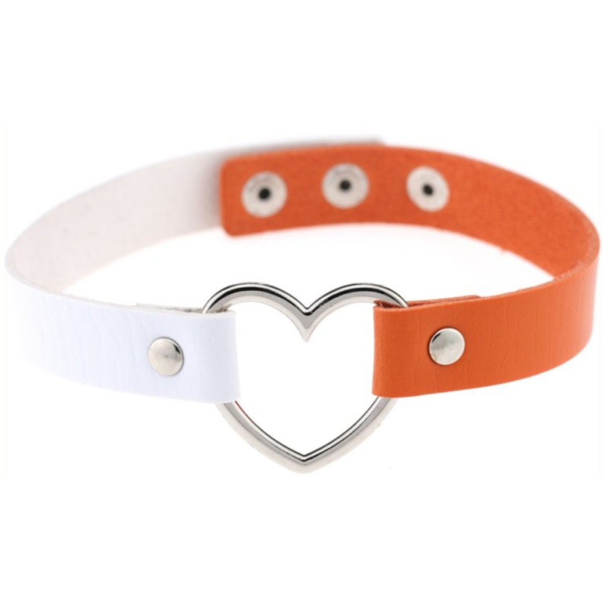 ras de cou heart duo blanc orange