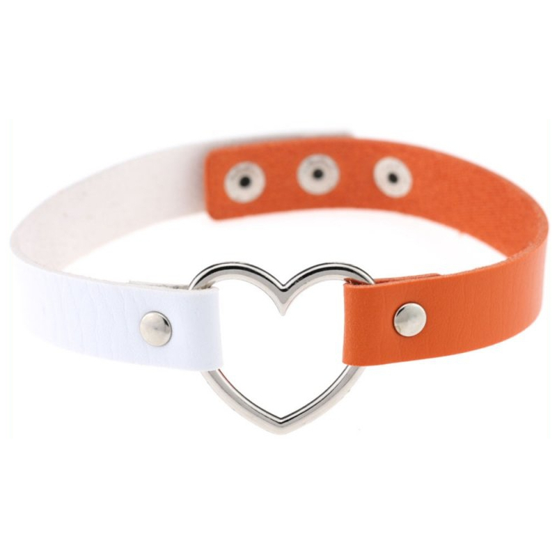 ras de cou heart duo blanc orange