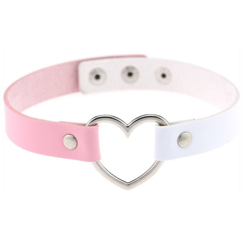 ras de cou heart duo blanc rose