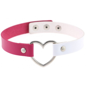 ras de cou heart duo fuschia blanc