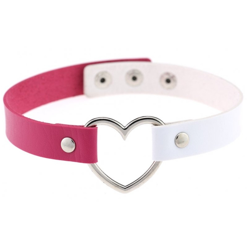 ras de cou heart duo fuschia blanc