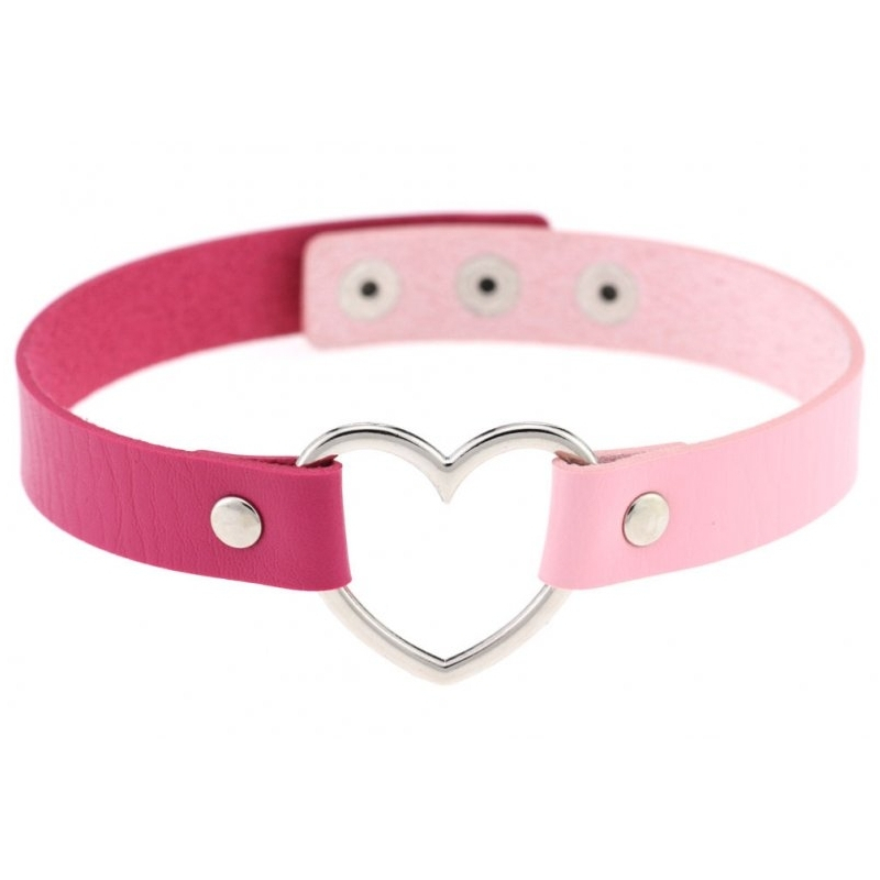 ras de cou heart duo rose fuchsia