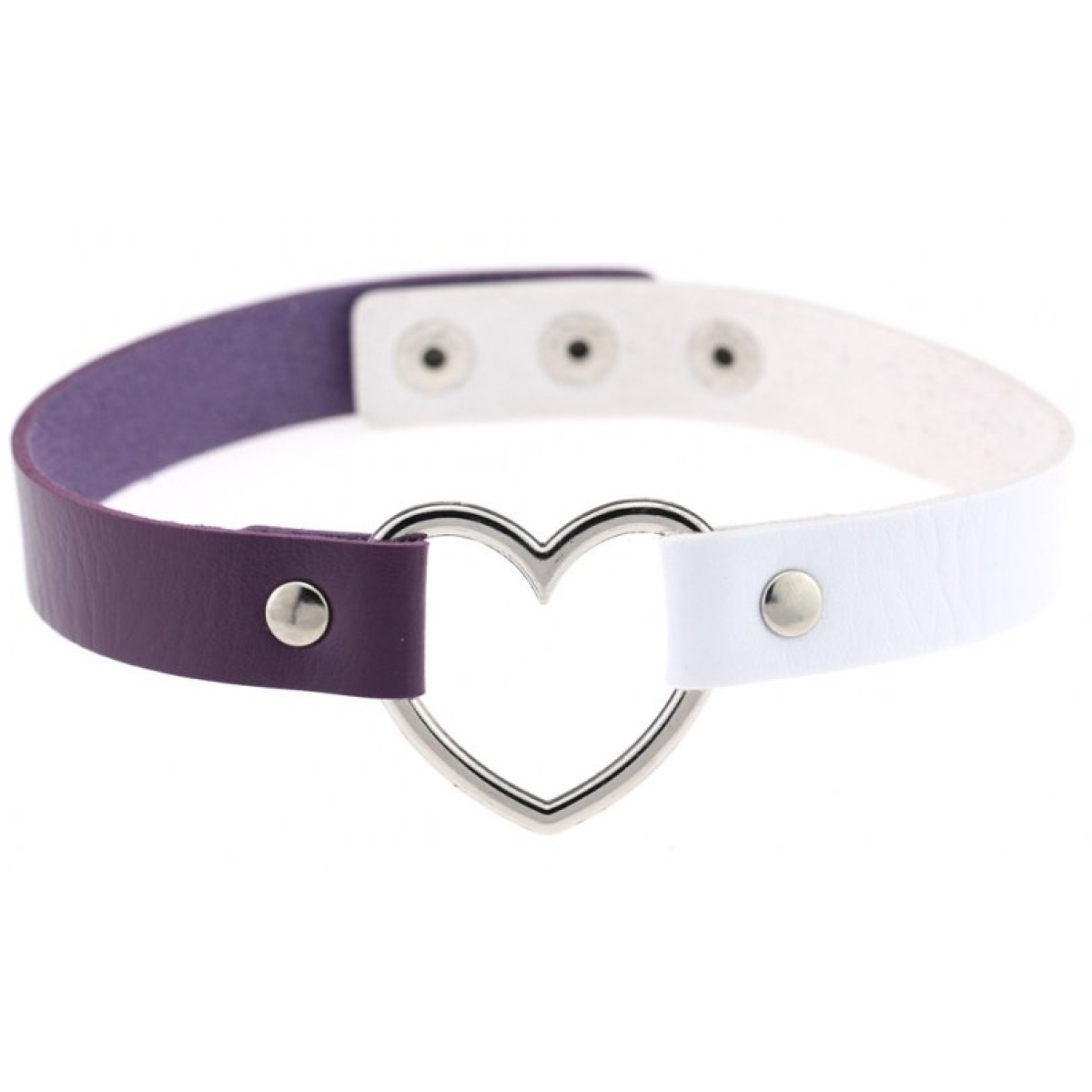 ras de cou heart duo violet blanc