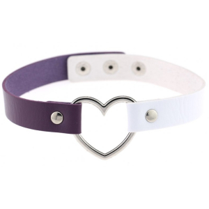ras de cou heart duo violet blanc