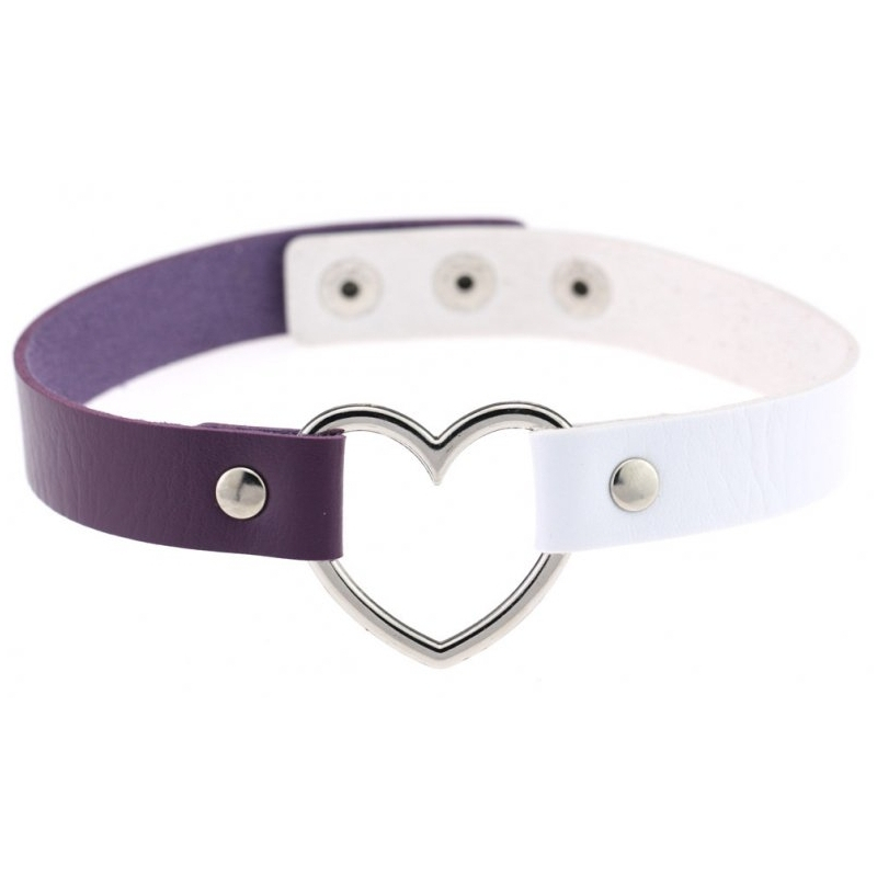 ras de cou heart duo violet blanc