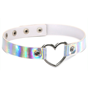 ras de cou heart laser blanc argente