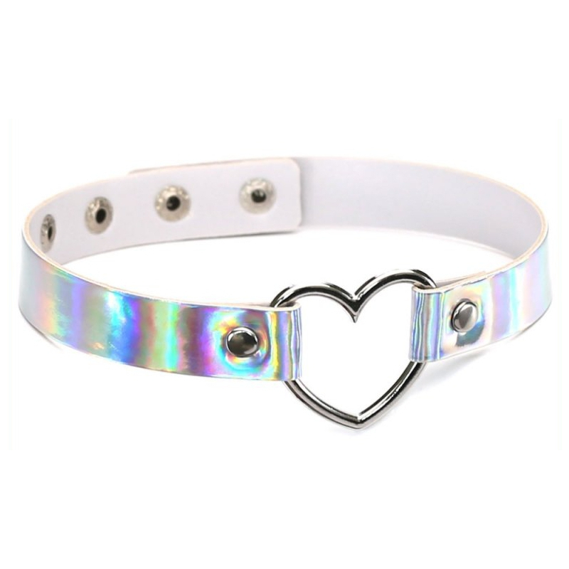 ras de cou heart laser blanc argente