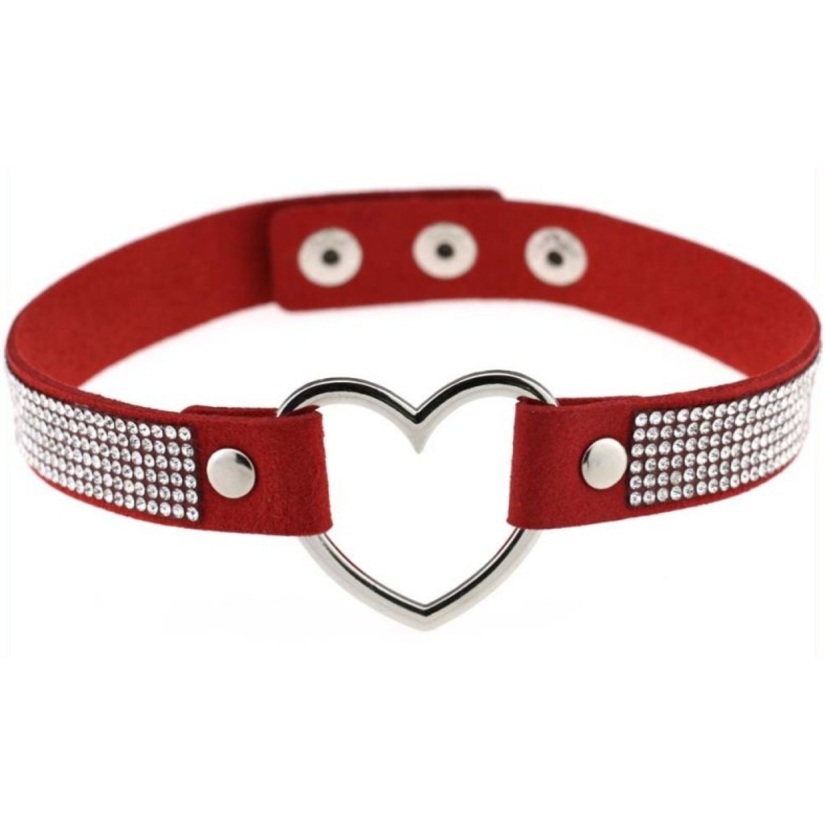 ras de cou heart strass rouge