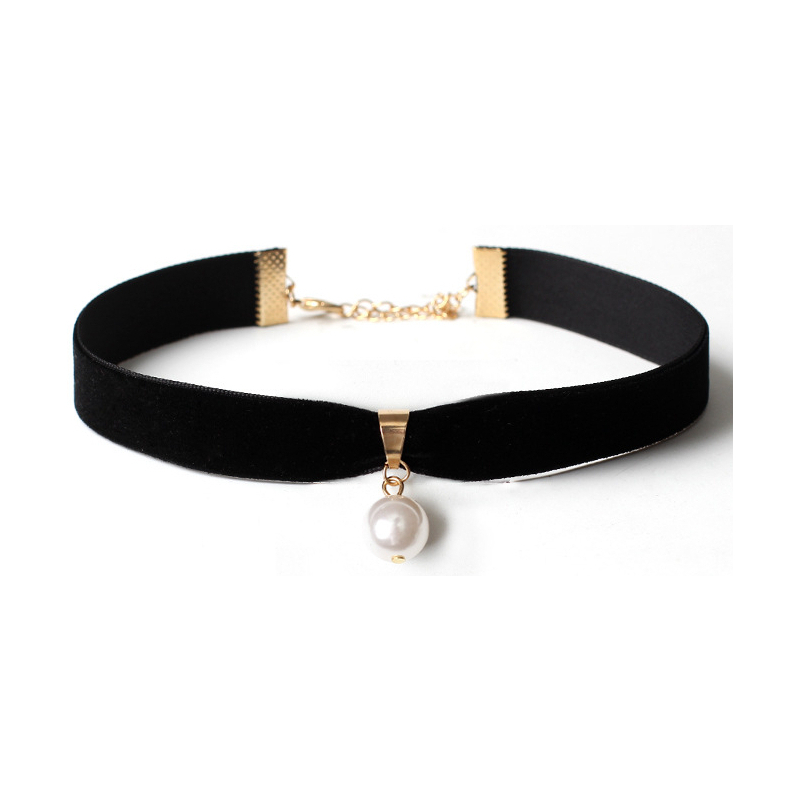 ras de cou pearl velvet noir