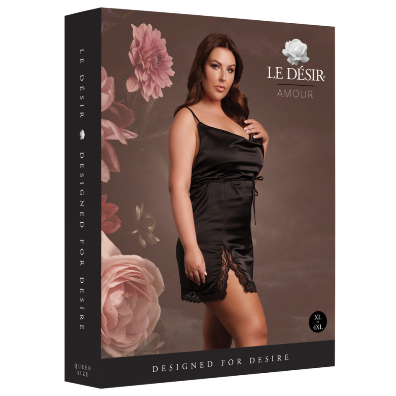 robe fendue grande taille krystal noir 1