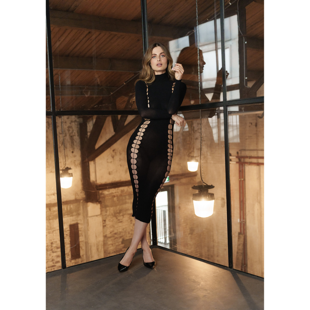 robe longue a col roule carme noir 6