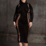 robe longue a col roule grande taille carme noir