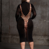 robe longue a col roule grande taille carme noir 2