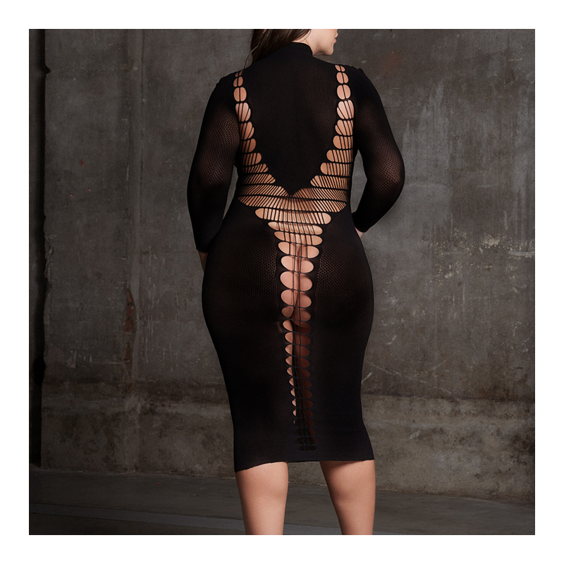 robe longue a col roule grande taille carme noir 2