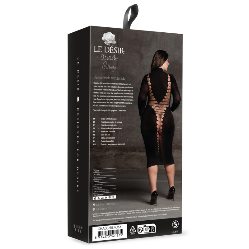 robe longue a col roule grande taille carme noir 3
