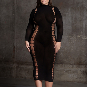 robe longue a col roule grande taille carme noir